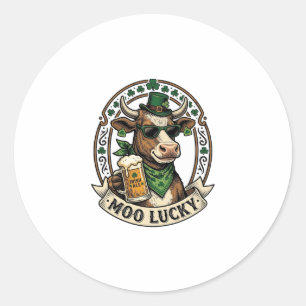 Irisches Kuh-Shirt Vintage St. Patrick Bier Design Runder Aufkleber