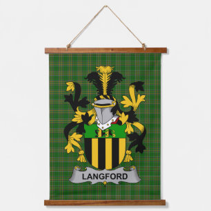 Irisches Langford-Wappen Familienwappen Wandteppich Mit Holzrahmen