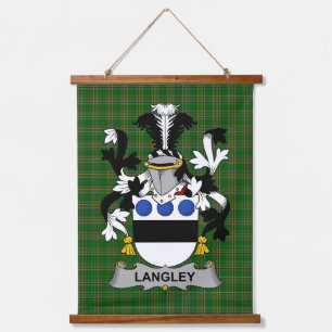 Irisches Langley-Wappen Familienwappen Wandteppich Mit Holzrahmen