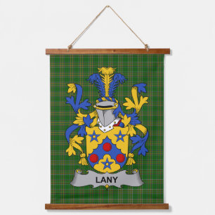 Irisches Lany- oder Laney-Wappen Familienwappen Wandteppich Mit Holzrahmen