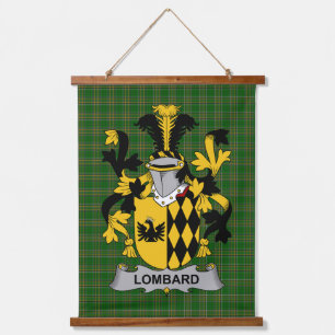 Irisches Lombard-Wappen Familienwappen Wandteppich Mit Holzrahmen