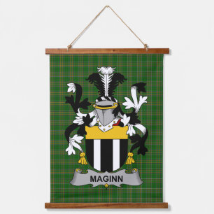 Irisches Maginn oder Ginn Wappen Familienwappen Wandteppich Mit Holzrahmen