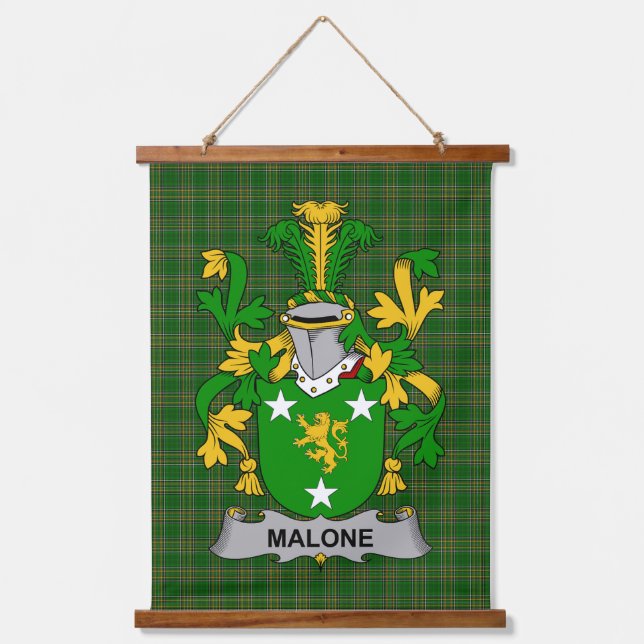 Irisches Malone oder O_Malone Wappen Familienwappe Wandteppich Mit Holzrahmen (Vorderseite)