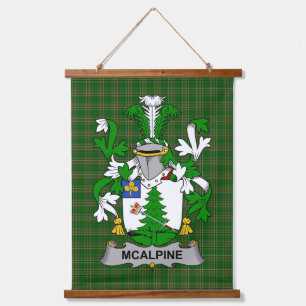 Irisches McAlpine oder MacAlpin Wappen Familienwap Wandteppich Mit Holzrahmen