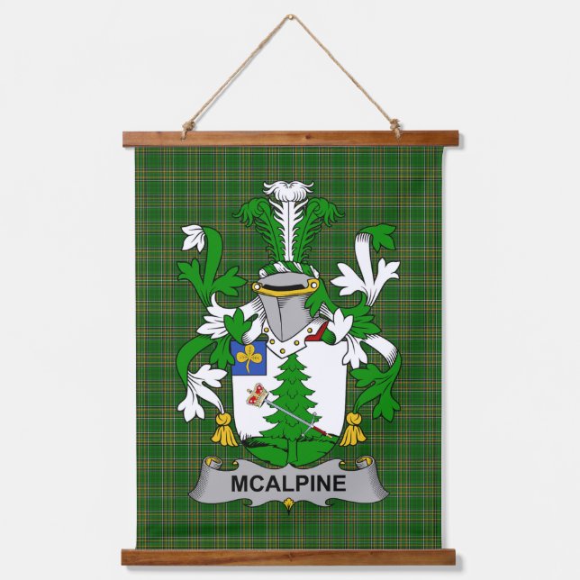 Irisches McAlpine oder MacAlpin Wappen Familienwap Wandteppich Mit Holzrahmen (Vorderseite)