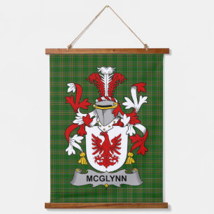 Irisches McGlynn oder Glynn Wappen Familienwappen Wandteppich Mit Holzrahmen