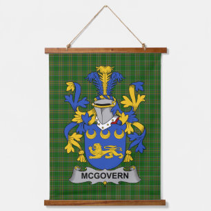Irisches McGovern oder McGauran Wappen Familienwap Wandteppich Mit Holzrahmen