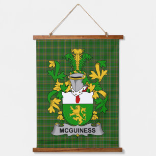 Irisches McGuiness oder McGenis Wappen Familienwap Wandteppich Mit Holzrahmen