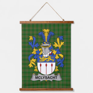 Irisches McLysacht oder Lysacht Wappen Familienwap Wandteppich Mit Holzrahmen