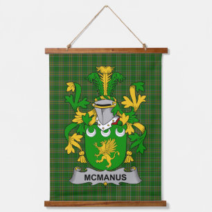 Irisches McManus-Wappen Familienwappen Wandteppich Mit Holzrahmen