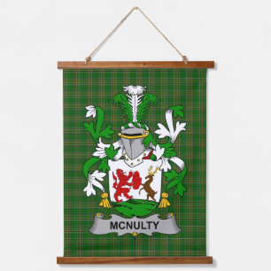 Irisches McNulty-Wappen Familienwappen Wandteppich Mit Holzrahmen