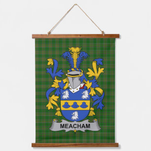 Irisches Meacham-Wappen Familienwappen Wandteppich Mit Holzrahmen