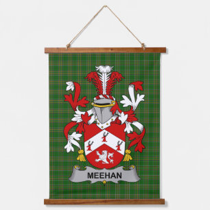 Irisches Meehan oder O_Meighan Wappen Familienwapp Wandteppich Mit Holzrahmen