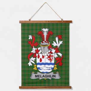 Irisches Melaghlin oder O_Melaghlin Wappen Familie Wandteppich Mit Holzrahmen