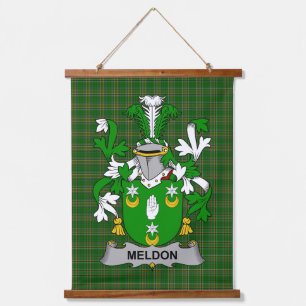 Irisches Meldon oder Muldoon Wappen Familienwappen Wandteppich Mit Holzrahmen