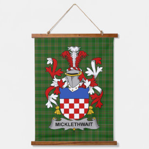 Irisches Micklethwait-Wappen Familienwappen Wandteppich Mit Holzrahmen