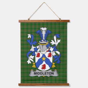Irisches Middleton-Wappen Familienwappen Wandteppich Mit Holzrahmen