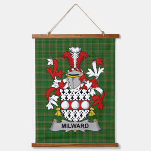 Irisches Milward Wappen Familienwappen Wandteppich Mit Holzrahmen