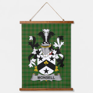 Irisches Monsell-Wappen Familienwappen Wandteppich Mit Holzrahmen
