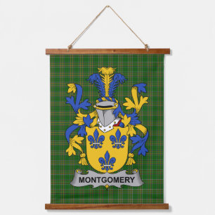 Irisches Montgomery-Wappen Familienwappen Wandteppich Mit Holzrahmen