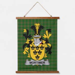 Irisches Mortimer-Wappen Familienwappen Wandteppich Mit Holzrahmen