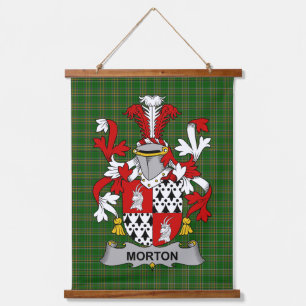 Irisches Morton Wappen Familienwappen Wandteppich Mit Holzrahmen