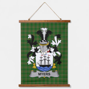 Irisches Myers Wappen Familienwappen Wandteppich Mit Holzrahmen