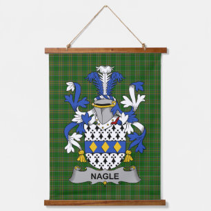 Irisches Nagle-Wappen Familienwappen Wandteppich Mit Holzrahmen