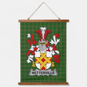 Irisches Netterville oder Netterfield Wappen Fami Wandteppich Mit Holzrahmen