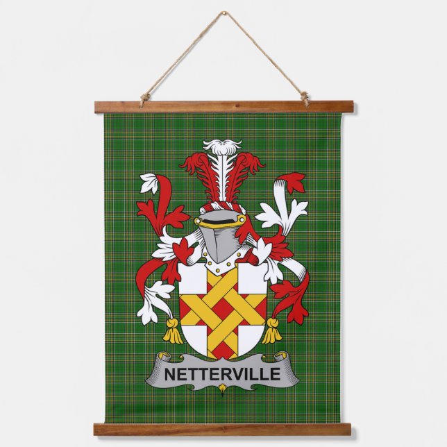 Irisches Netterville oder Netterfield Wappen Fami Wandteppich Mit Holzrahmen (Vorderseite)