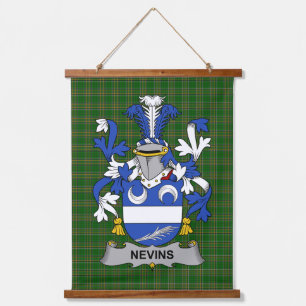 Irisches Nevins oder McNevins Wappen Familienwappe Wandteppich Mit Holzrahmen