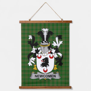 Irisches Newcomen oder Newcombe Wappen Familienwap Wandteppich Mit Holzrahmen