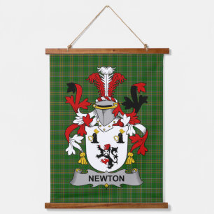 Irisches Newton-Wappen Familienwappen Wandteppich Mit Holzrahmen