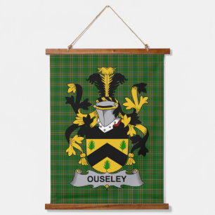 Irisches Ouseley-Wappen Familienwappen Wandteppich Mit Holzrahmen