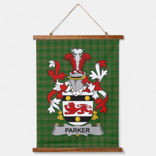 Irisches Parker-Wappen Familienwappen Wandteppich Mit Holzrahmen
