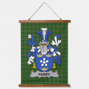 Irisches Parry-Wappen Familienwappen Wandteppich Mit Holzrahmen