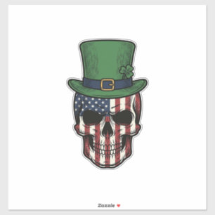 Irisches patriotisches Totenkopf-Vintage-Stickerei Aufkleber