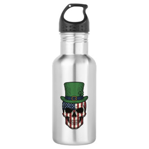 Irisches patriotisches Totenkopf-Vintage-Stickerei Edelstahlflasche