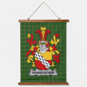 Irisches Pennefather-Wappen Familienwappen Wandteppich Mit Holzrahmen