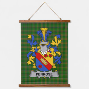 Irisches Penrose-Wappen Familienwappen Wandteppich Mit Holzrahmen