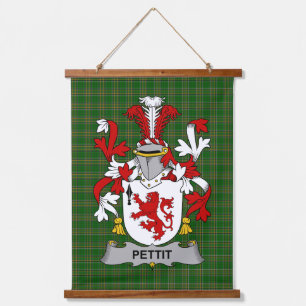 Irisches Pettit-Wappen Familienwappen Wandteppich Mit Holzrahmen