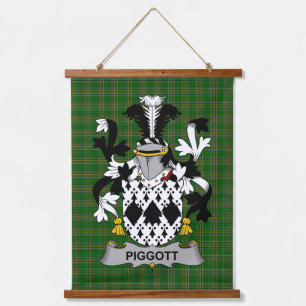Irisches Piggott-Wappen Familienwappen Wandteppich Mit Holzrahmen