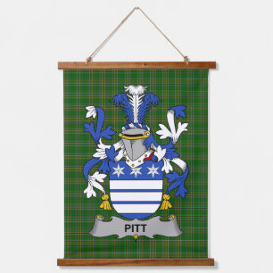 Irisches Pitt-Wappen Familienwappen Wandteppich Mit Holzrahmen