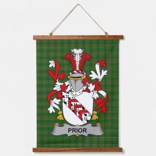 Irisches Prior-Wappen Familienwappen Wandteppich Mit Holzrahmen