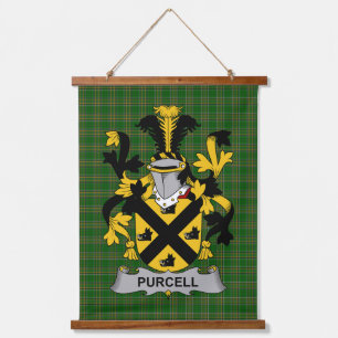 Irisches Purcell-Wappen Familienwappen Wandteppich Mit Holzrahmen
