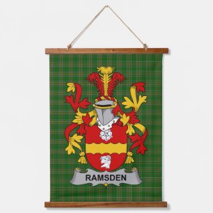 Irisches Ramsden-Wappen Familienwappen Wandteppich Mit Holzrahmen
