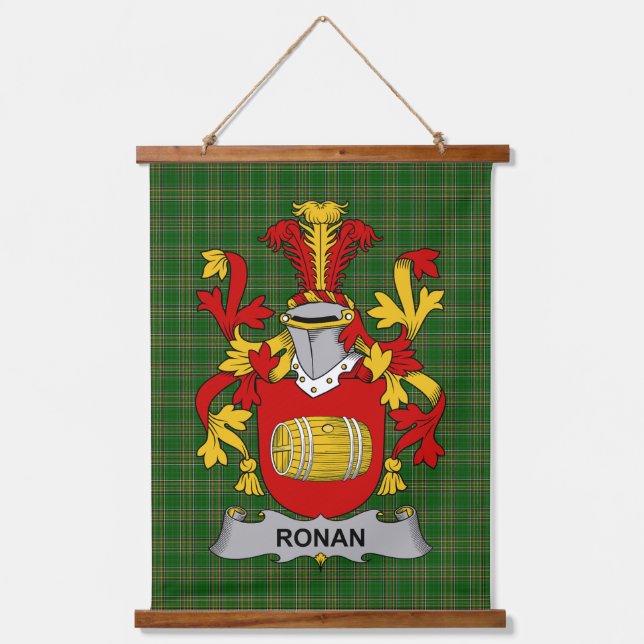 Irisches Ronan oder O_Ronan Wappen Familienwappen Wandteppich Mit Holzrahmen (Vorderseite)