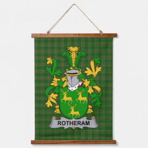 Irisches Rotheram-Wappen Familienwappen Wandteppich Mit Holzrahmen