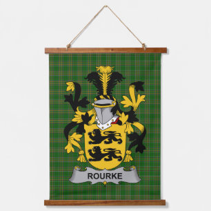 Irisches Rourke oder O_Rourke Wappen Familienwappe Wandteppich Mit Holzrahmen