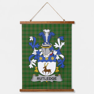 Irisches Rutledge Wappen Familienwappen Wandteppich Mit Holzrahmen